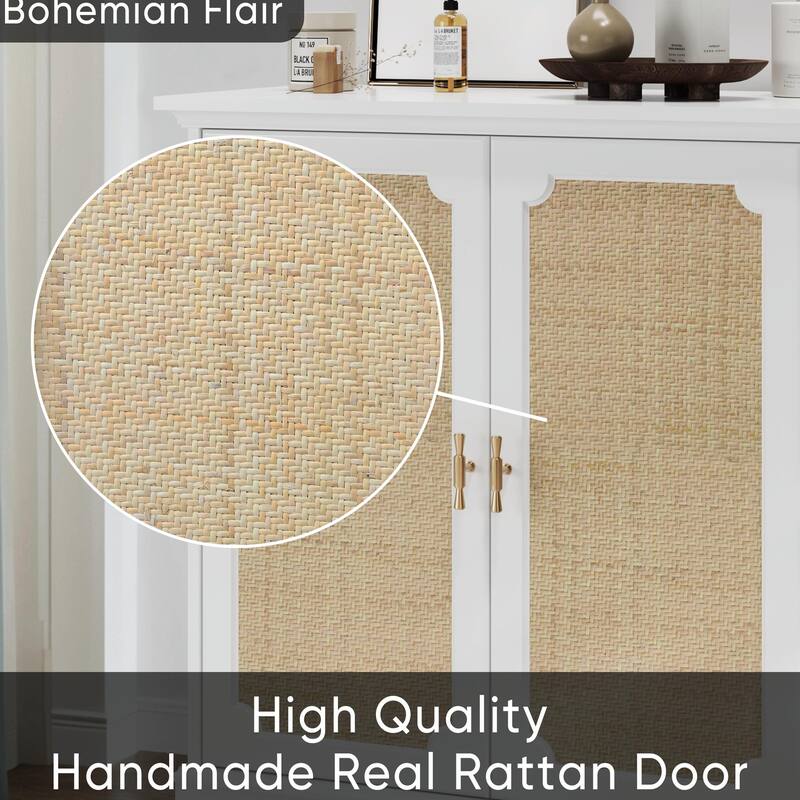 Bohemian Buffet Cabinet - Rattan Doors & Anti-Tip Safety Kit