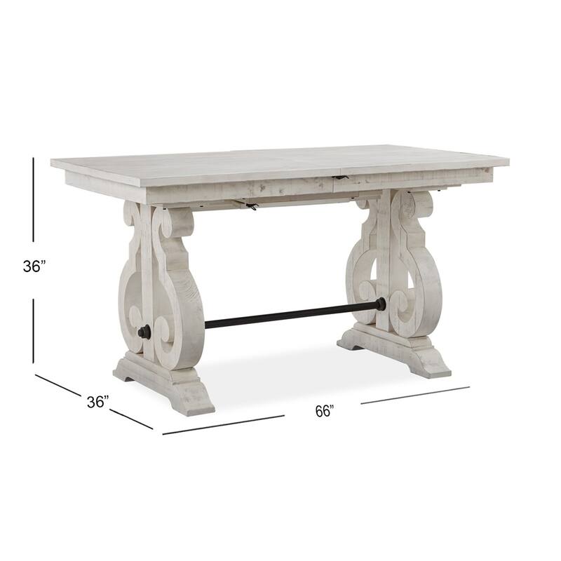 Magnussen Home Bronwyn Alabaster And Toasted Nutmeg Extendable Rectangular Counter Height Dining Table - 36''W x 66''D x 36''H