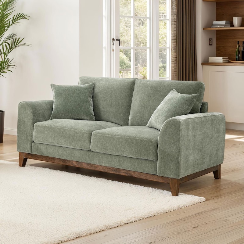 Furniture of America Lurek Mid Century Modern OEKO TEX Chenille Sofa - Olive Green