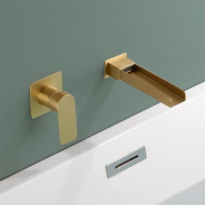 Wall Mounted Tub Faucet Waterfall Modern Double Holes Bath Tub Spout with Single Handle Tub Fillers with Pressure Balance Valve