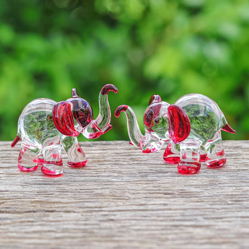 Novica Handmade Passion Trunks Handblown Glass Figurines (Set Of 2)