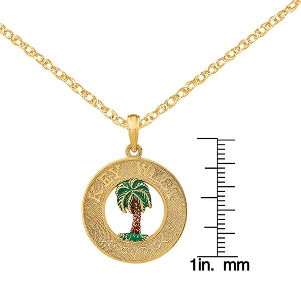 14K Solid Yellow Gold High Polished 1" Hollow Palm Tree Charm Pendant. 14K Solid Yellow Gold High Polished 1" Hollow Palm Tree Charm Pendant.