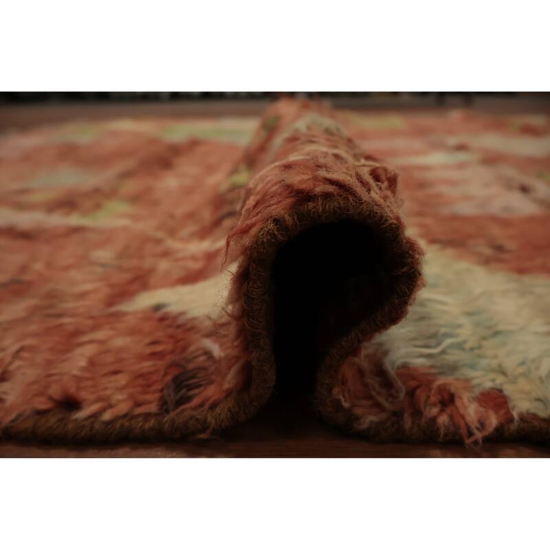 Hand Knotted Oriental 100% Wool Carpet Modern Tribal Oranges & Rust Moroccan Area Rug - 9' 11'' X 6' 5''
