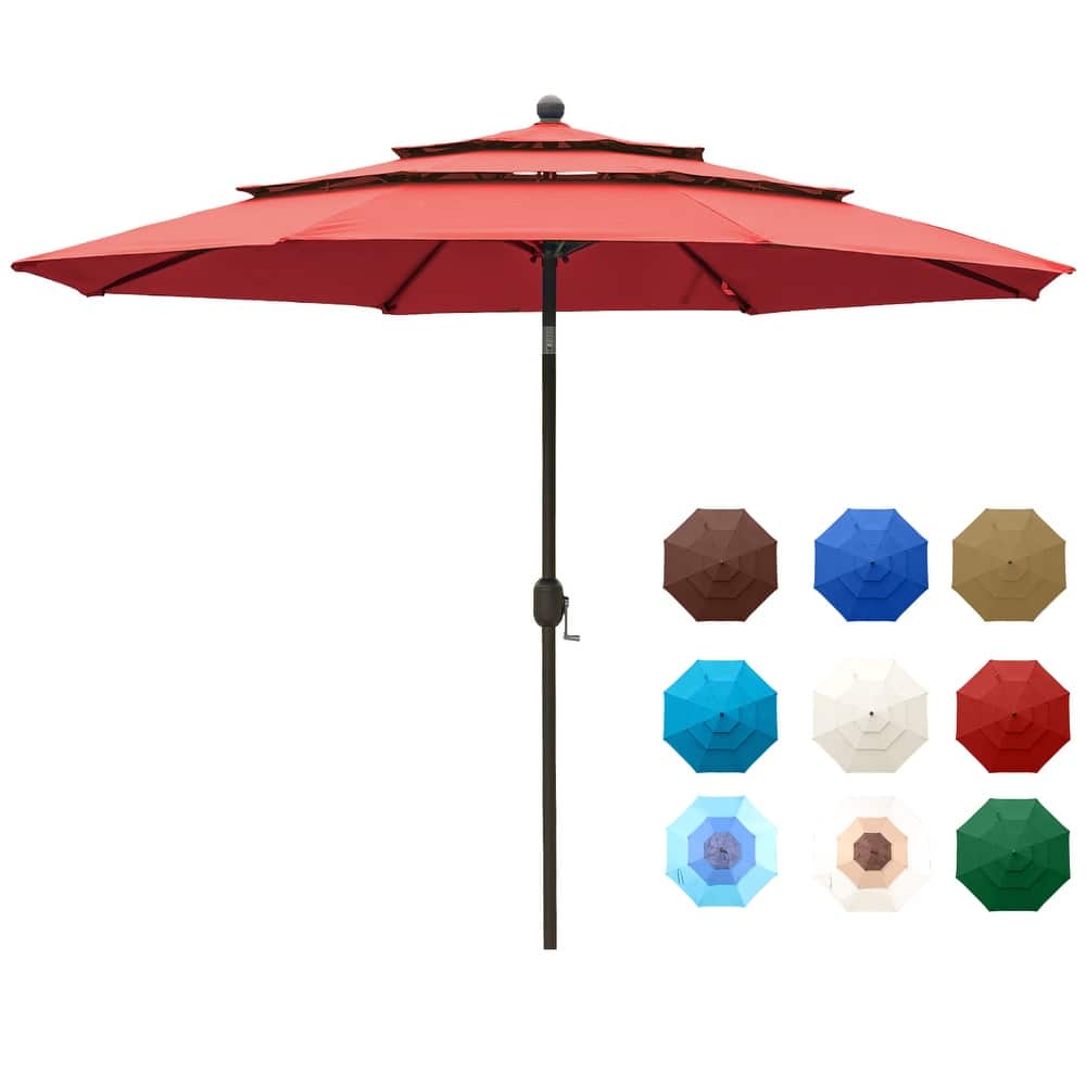 Aoodor Patio Umbrella 10 ft. for Dining Table Outdoor Market Yard Use 3 Tier Ventilation (Umbrella only)