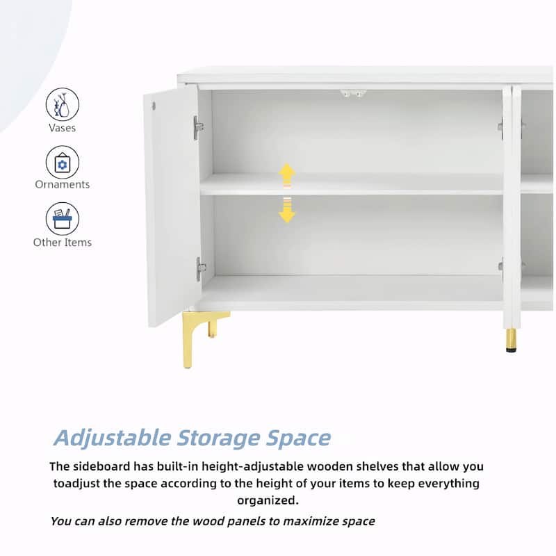 Unique Texture Four-Door Sideboard, Multi-Functional Storage Cabinet