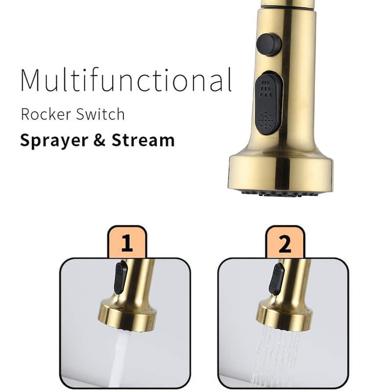 BATHLET Single Handle High Arc Kitchen Faucet with Pull Down Sprayer