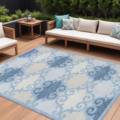 HomeRoots Trellis Transitional Rectangle Outdoor Rug