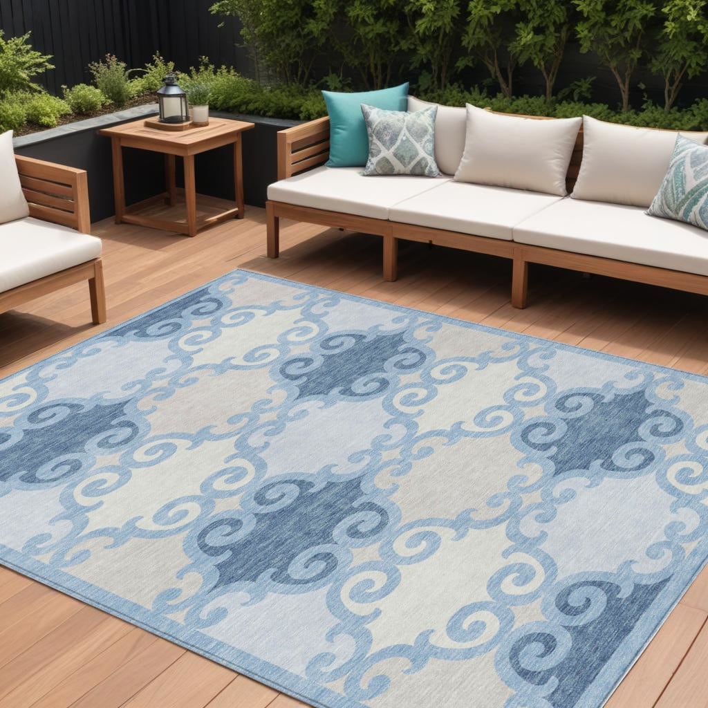 HomeRoots Trellis Transitional Rectangle Outdoor Rug