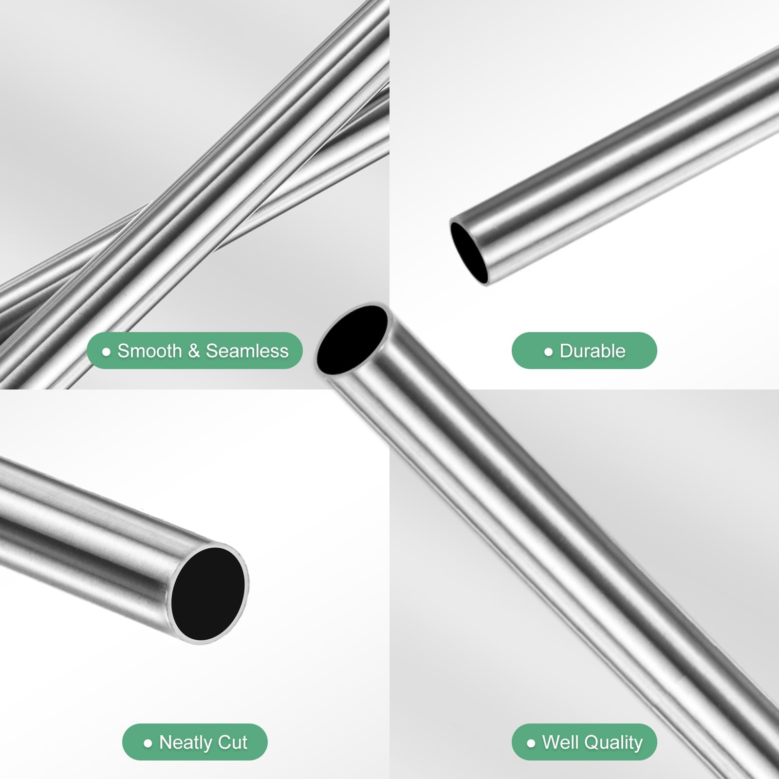 304 Stainless Steel Tube, Seamless Stainless Steel Tubing for Construction/Machining/DIY Crafting - Silver