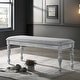 preview thumbnail 1 of 2, Roundhill Furniture Salines Upholstered Turned Leg Dining Bench, Rustic White