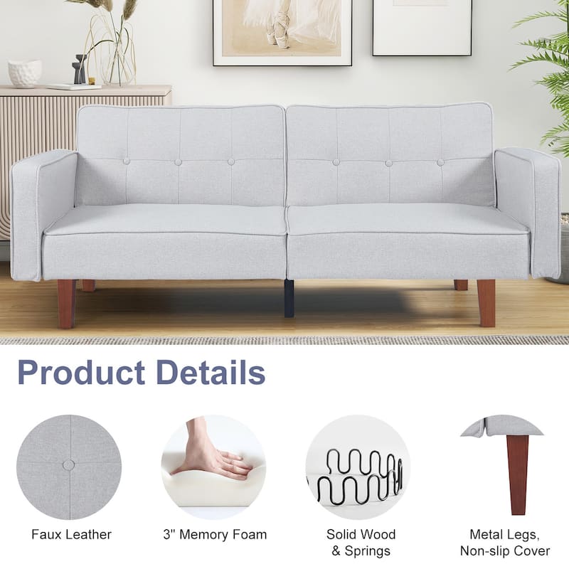 Futon Sofa Bed Couch Memory Foam Futon Convertible Couch Bed Sleeper for Living Room - 68.11"*30.11"*28.74"
