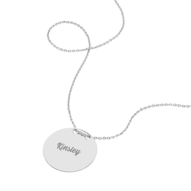 Curata 14k Yellow, Rose or White Gold Round Name Plate Necklace, 18"