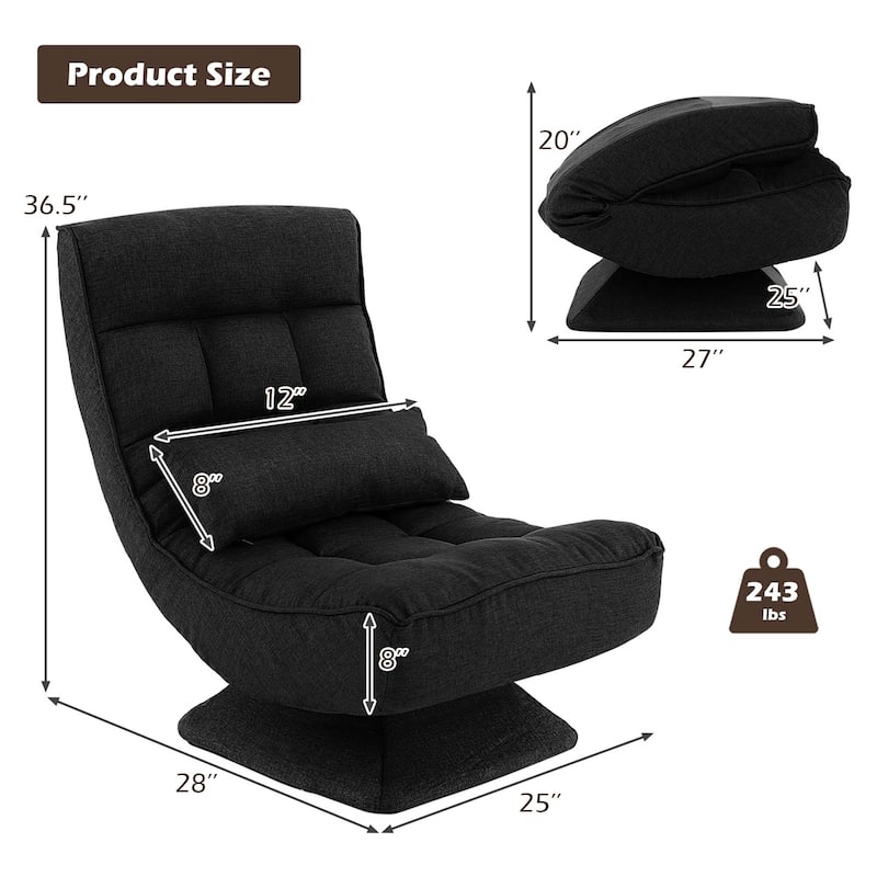 Costway 360° Swivel Floor Chair 5-Level Adjustable Lazy Chair w/ - See Details