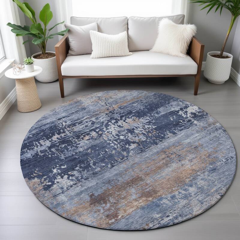 Machine Washable Indoor/Outdoor Contemporary Chantille Rug