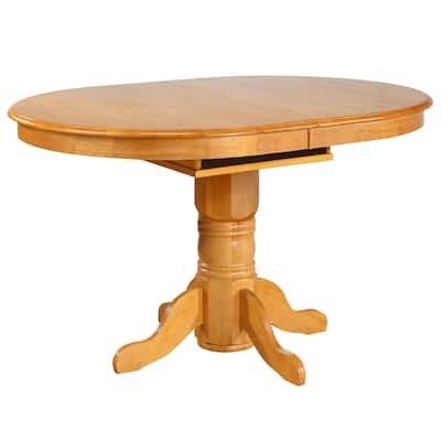 Extendable Oval Dining Table - 66" Pub Table with Butterfly Leaf - Seats 6 - Light Oak Finish - 66