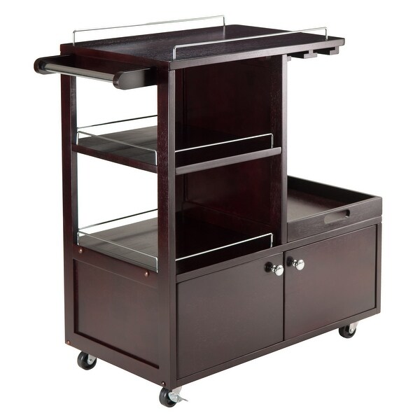 34.25” Espresso Brown Galen Entertainment Cart with Metal Accent - N/A