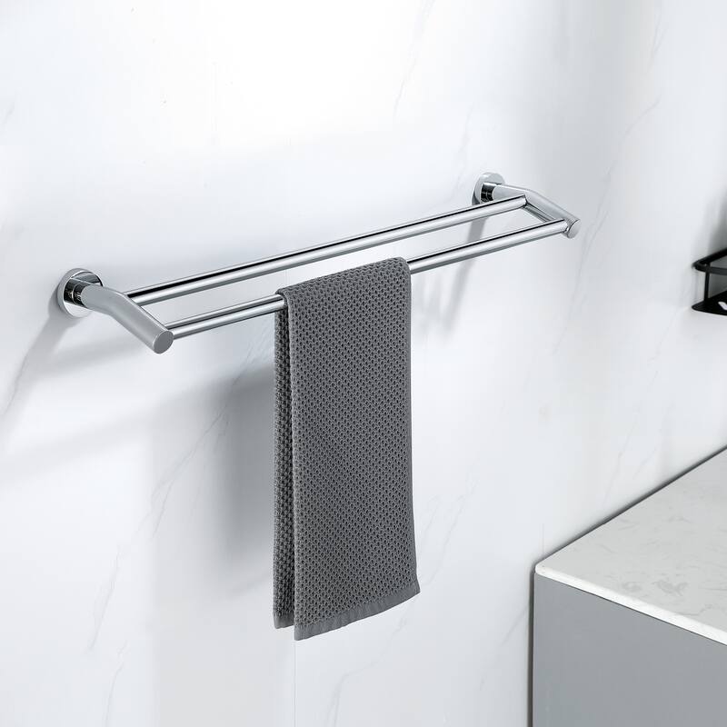 Stainless Steel 24 in. Wall Mounted Double Towel Bar Towel Rack