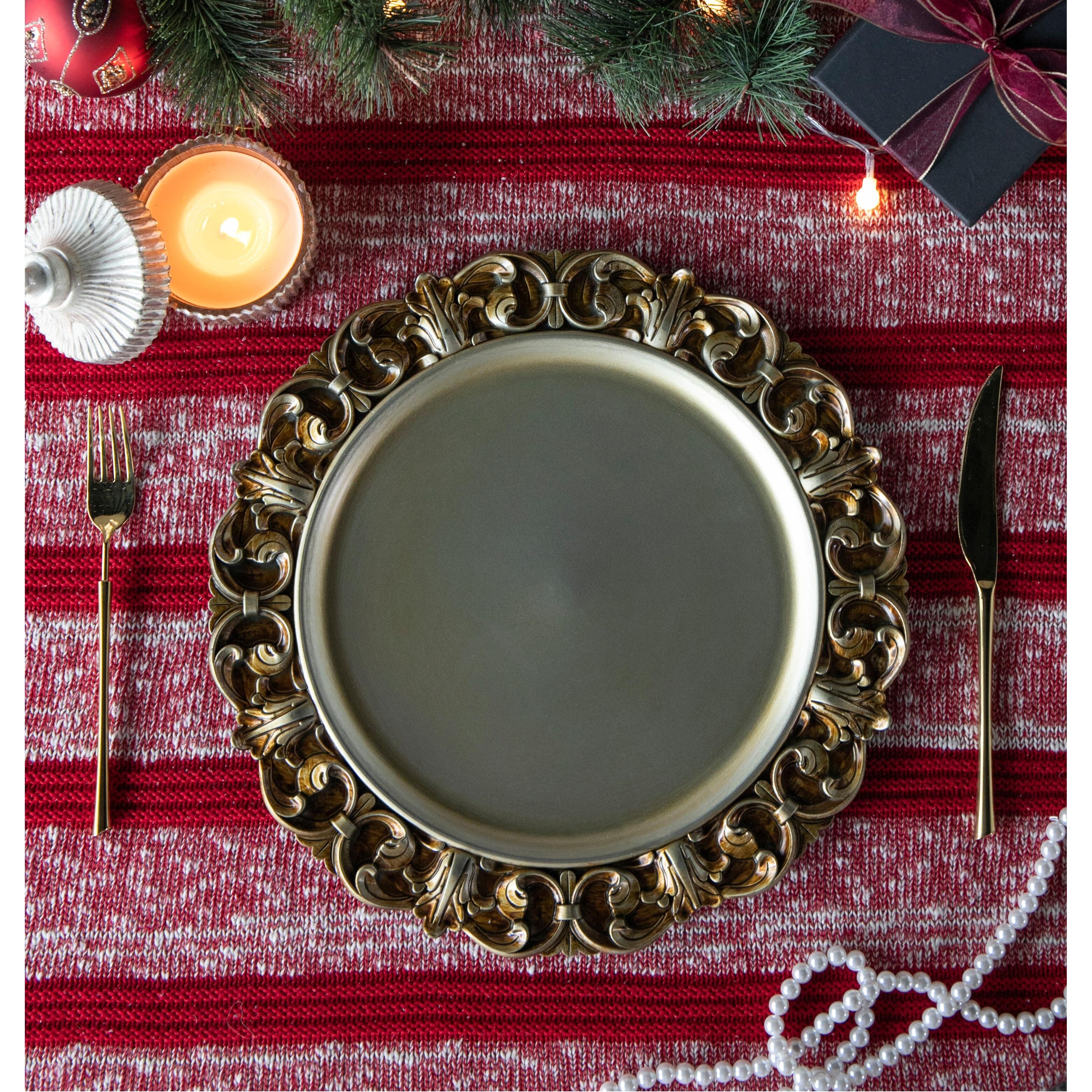 Plastic Gold Charger Plates, 13 Inch Silver Decorative Plates Elegant Round Service Plate For Wedding Decor And Table Place Setting From Imakeweddingprops, $4.04 - View #6