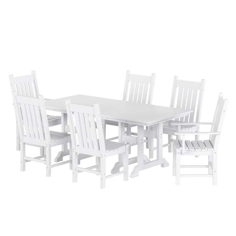 Laguna Hdpe All Weather Outdoor Patio Dining Set with Rectangle Table, Side Chairs (7-Piece Set)