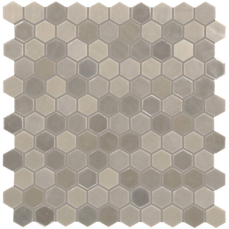 Daltile Uptown Glass 1" Hexagon Mosaic (18 PC Per Carton) (16.92 SQFT Per Carton) - Frost Moka
