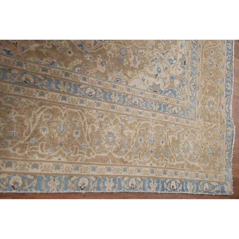 Hand Knotted Oriental 100% Wool Carpet Traditional Floral Pink Mashad Area Rug - 11' 11'' X 8' 9''