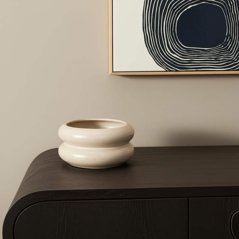 4" Cream Cylinder Ceramic Table Vase - 7.09 - Cream - 7.09