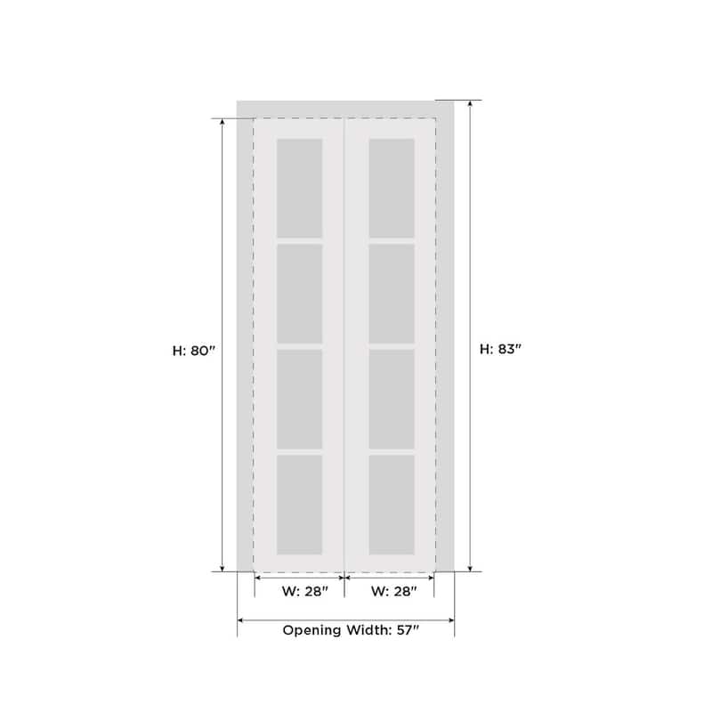 Sliding Closet Bi-fold Doors | Mela 0716 Painted White | Sturdy Tracks Moldings Trims | Wood Solid Bedroom Wardrobe Doors