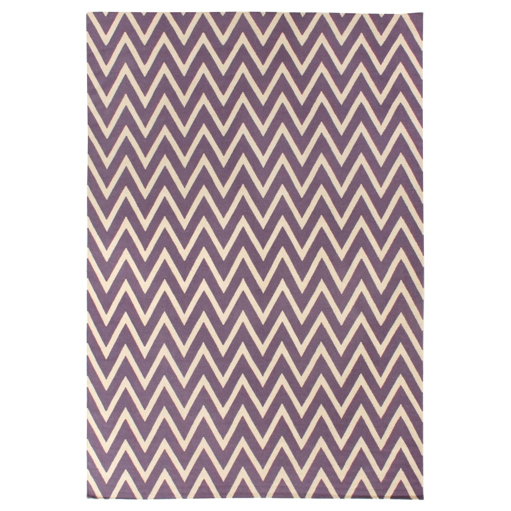 Flatweave flatweave New Zealand Wool Purple/White Area Rug