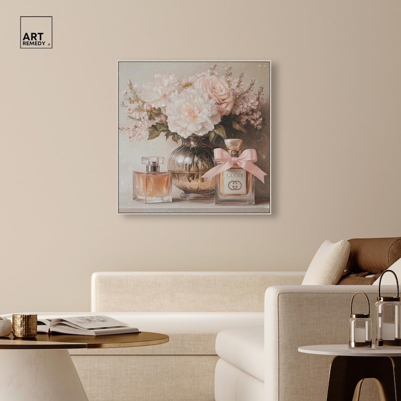 Peach Perfume Flowers in Vase Canvas by Art Remedy