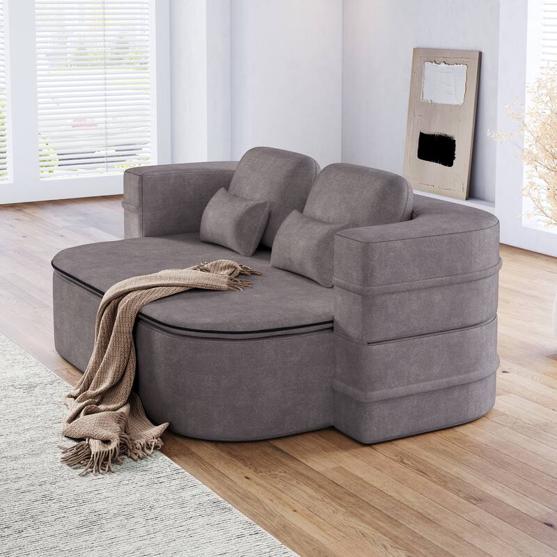GDFStudio - Willoughby Chenille Foldable Sleeper Sofa Bed with Multi Functional Blanket