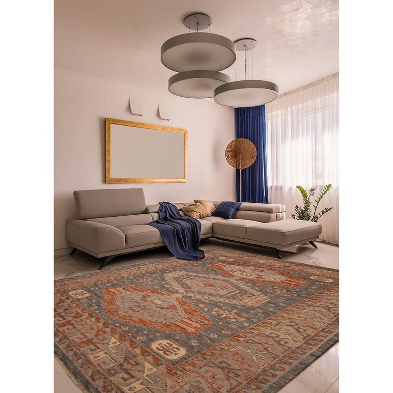 ECARPETGALLERY Hand-knotted Jules Serapi Dark Grey Wool Rug - 9'11 x 13'7