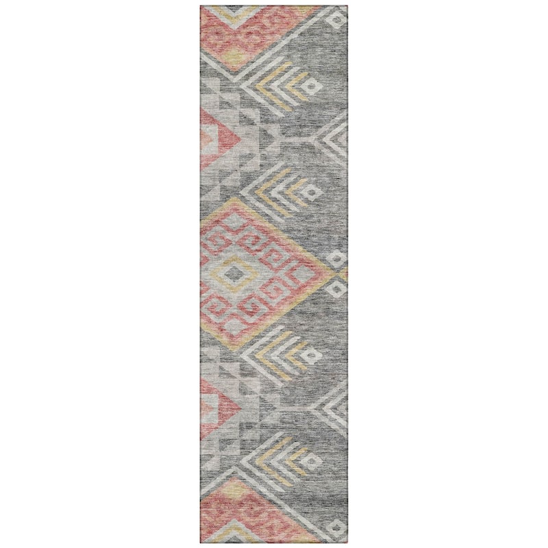 Machine Washable Indoor/ Outdoor Boho Tribal Chantille Rug