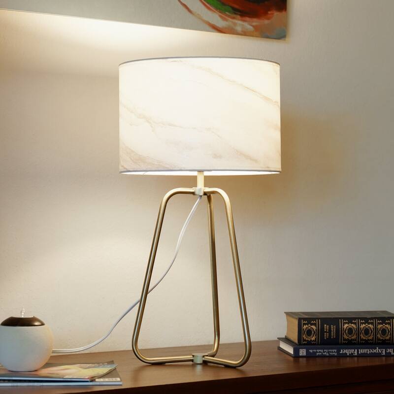 Small Modern Stylish Desk Lamp, Easy To Install, Marble Lampshade Table Lamp - Bronze 110V Metal Online Shift Switch
