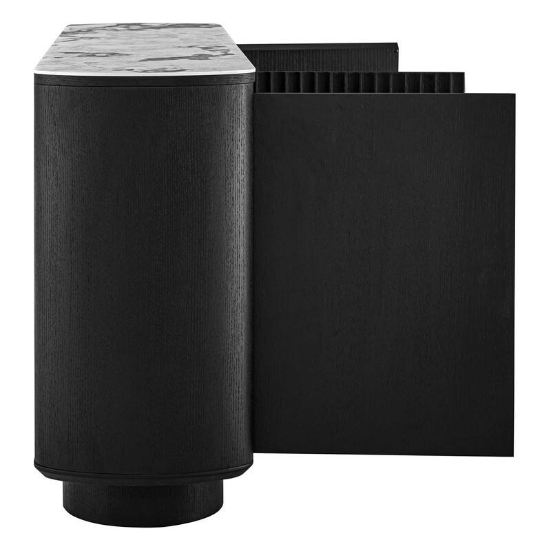 Spruce & Spring Modern Black Oak Sideboard with White Ceramic Top