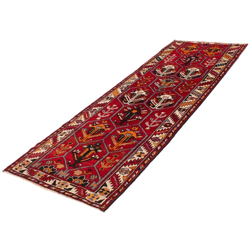 ECARPETGALLERY Hand-knotted Melis Vintage Red Wool Rug - 4'8 x 13'6