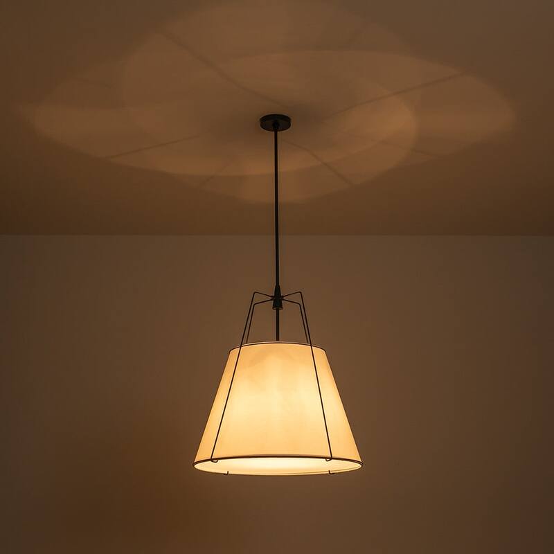 Mid Century 4-Light Conical Fabric Shade Lantern Pendant Ambient Light