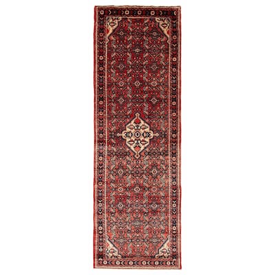 ECARPETGALLERY Hand-knotted Andelz Red Wool Rug - 3' 5" x 10' 7"