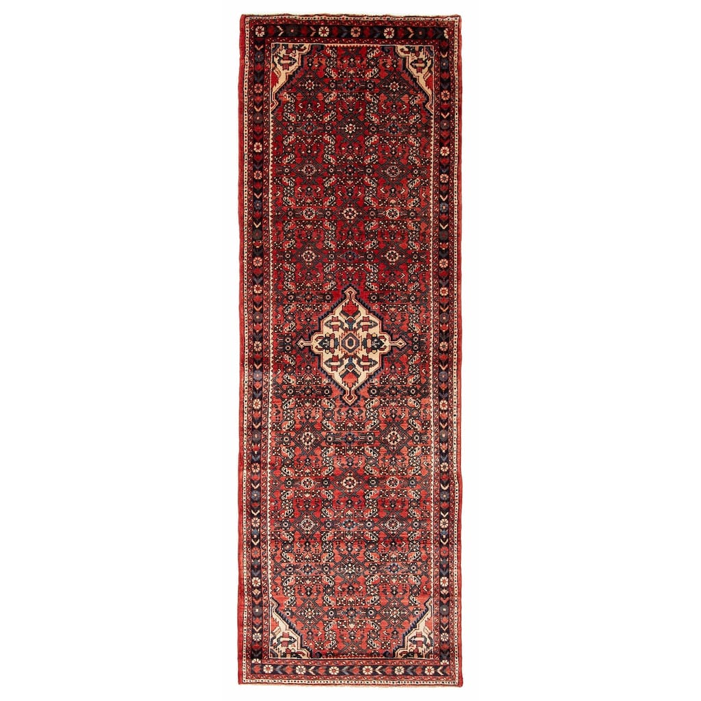 ECARPETGALLERY Hand-knotted Andelz Red Wool Rug - 3' 5" x 10' 7"