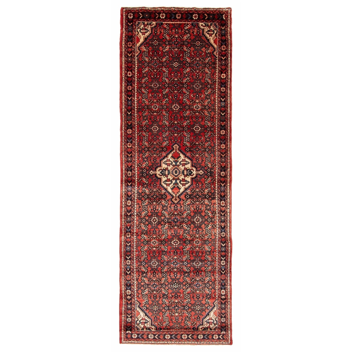 ECARPETGALLERY Hand-knotted Andelz Red Wool Rug - 3' 5" x 10' 7"