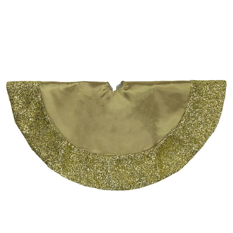 20" Gold Mini Christmas Tree Skirt with Tinsel Trim
