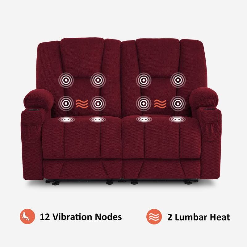 MCombo Electric Power Reclining Sofa with Massage and Lumbar Heat, Fabric 6015/6025/6035/6045