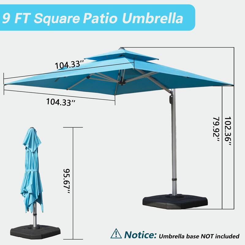 Aluminum Patio Umbrella - 360° Rotation, Hydraulic Lift