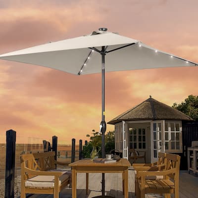LIVOOSUN 6.5×6.5FT LED Square Patio Umbrella with UPF50+, Tilt Function, and Wind-Resistant Design——Experience Outdoor Comfort