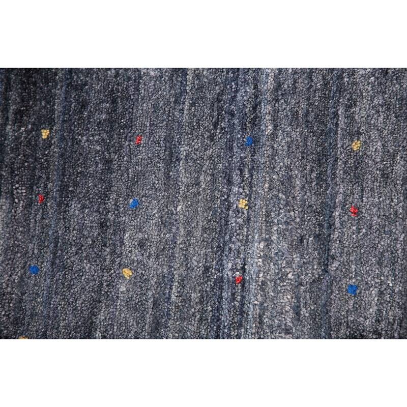 Grays & Blues Gabbeh Oriental Area Rug Handmade Silk Carpet - 7'11" x 9'9"