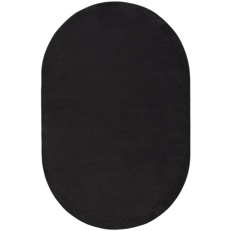 Nourison Essentials Solid Contemporary Indoor/Outdoor Area Rug - 6' x 9' Oval - Black