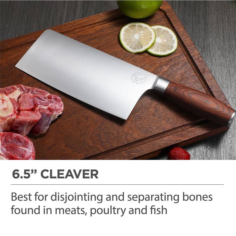 COMMERCIAL CHEF 6 Piece Kitchen Knife Set, Knife Set with Block, Kitchen Knives