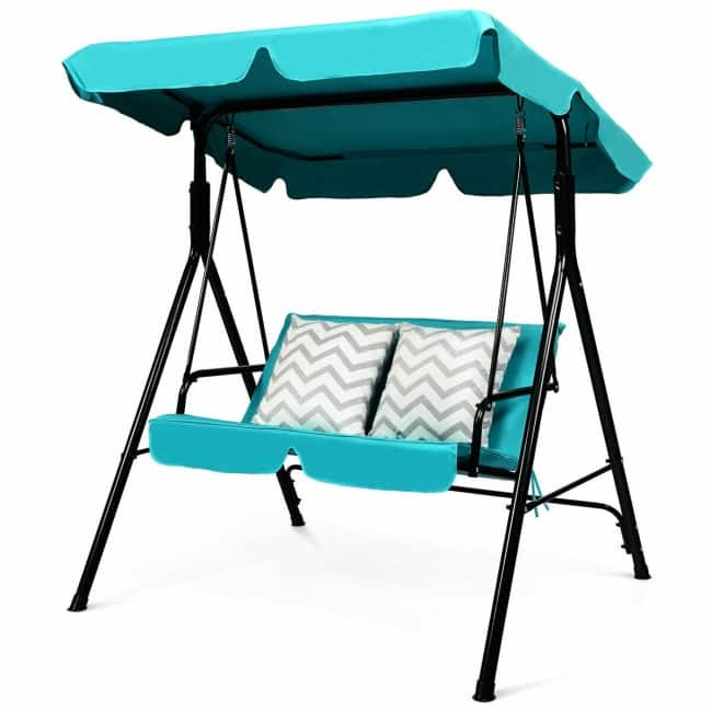 2 Person Weather Resistant Canopy Swing for Porch Garden Backyard Lawn - 55.0" x 43.5" x 60.5" (L x W x H)