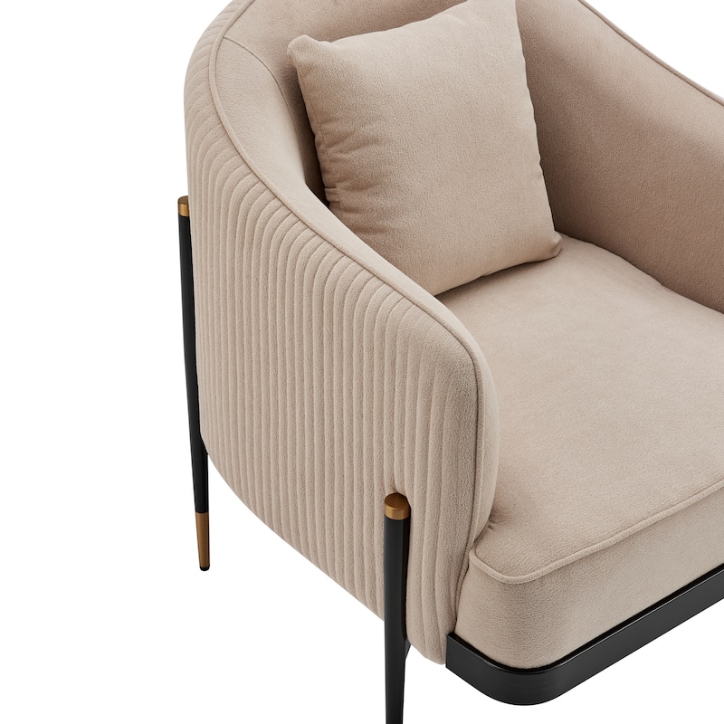 Versa Transitional Elegance Beige, Black and Gold Accent Chair
