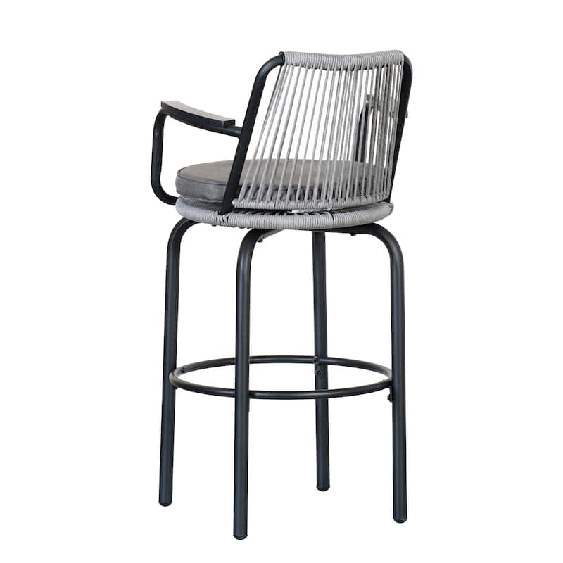 Christopher Knight Home - Jordan Modern Woven Rattan Rope Bar Stools with Back and Arms, Set of 2