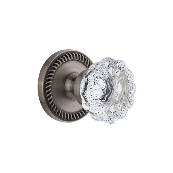 Grandeur NEWFON_PSG_234 Newport Solid Brass Rose Passage Door Knob Set with Fontainebleau Crystal Knob and 2-3/4" Backset